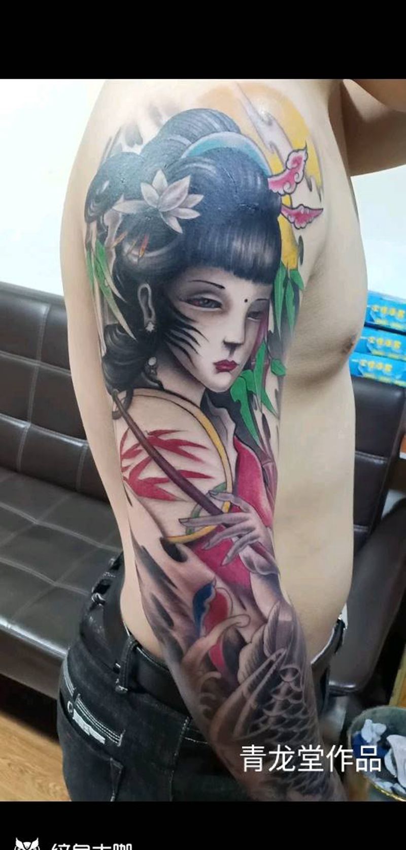 艺伎纹身图片_肩部手部老传统新传统纹身图案