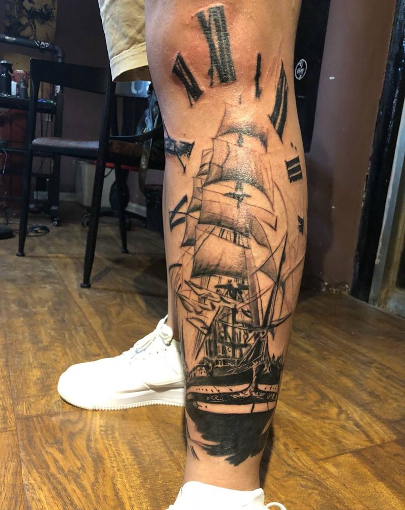 大帆船纹身图片