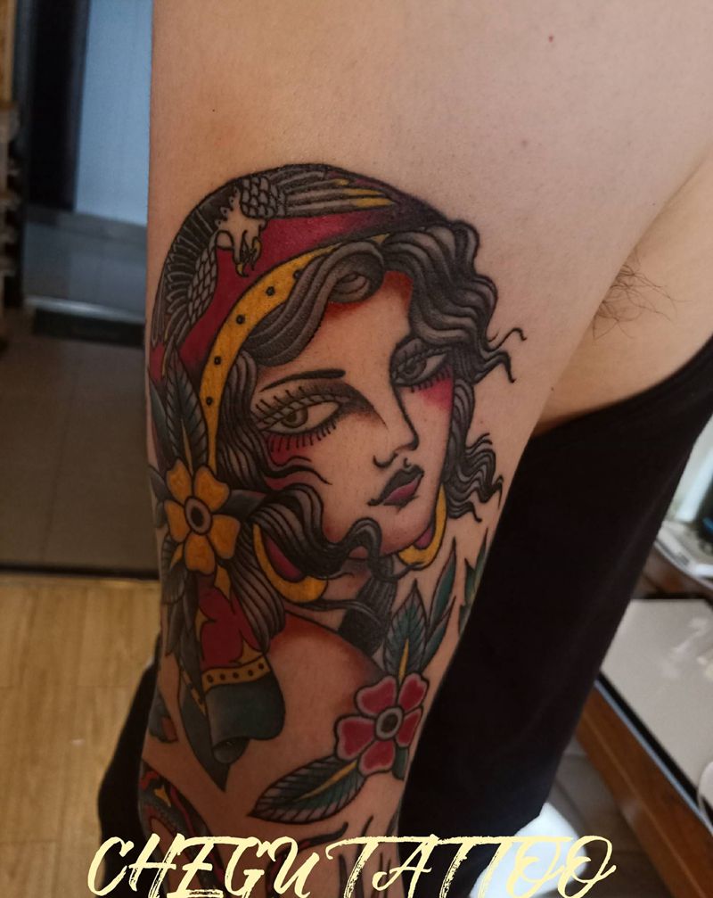 原创设计old school花纹身图片_手臂Old School纹身图案