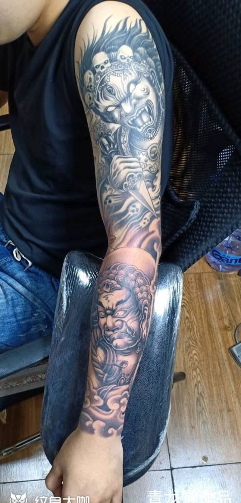 花臂纹身图片_肩部手臂新传统老传统纹身图案