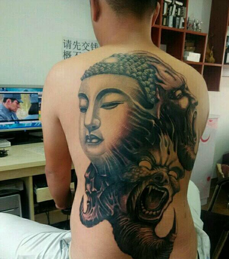佛与魔纹身图片