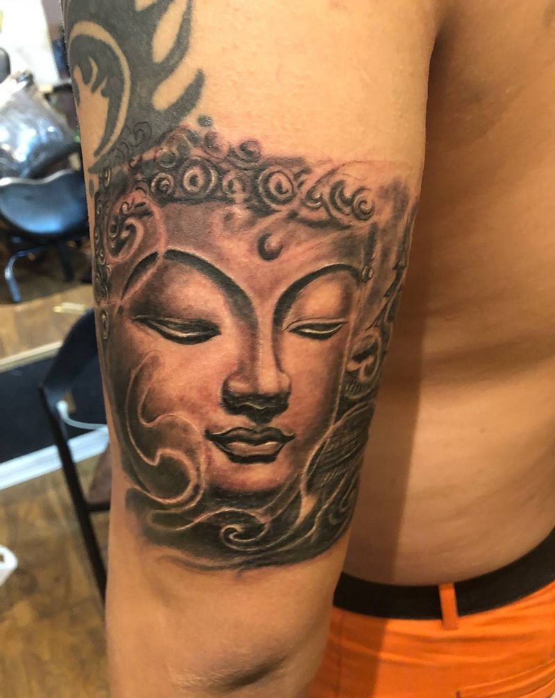 如来纹身图片_欧美写实人物肖像手臂成品纹身图案