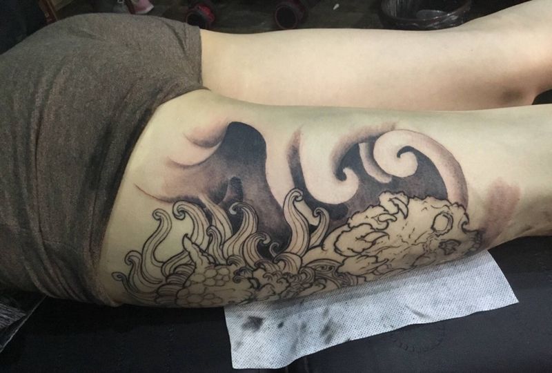 富贵唐狮纹身图片