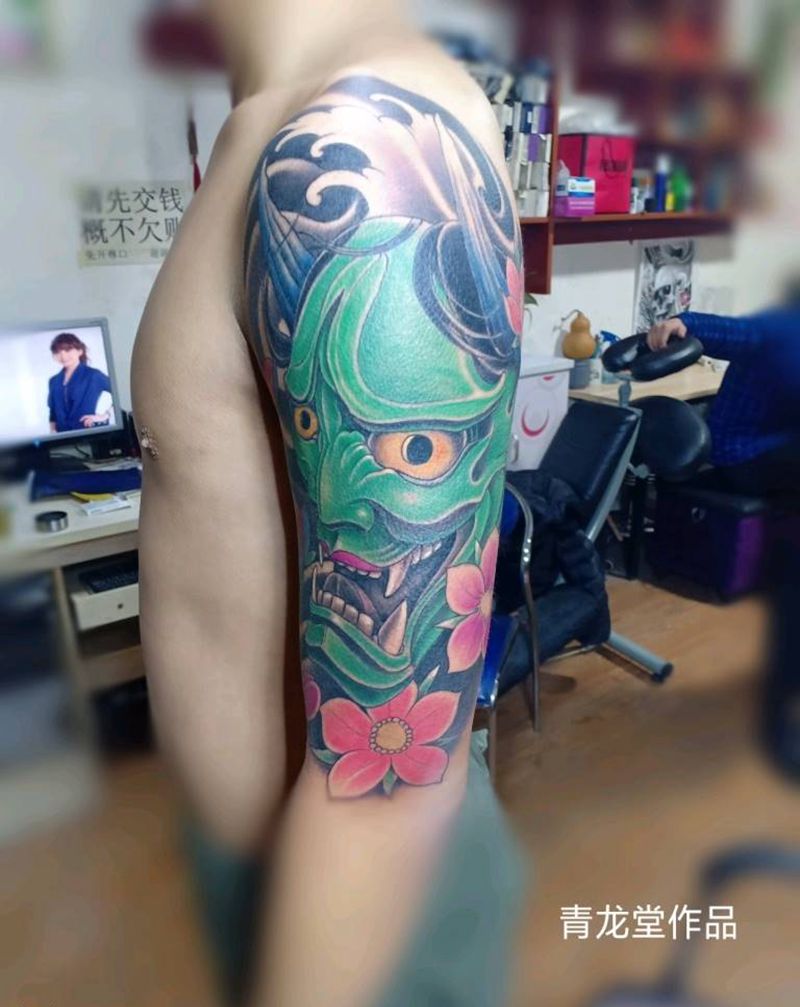 般若纹身图片_肩部手臂老传统新传统纹身图案