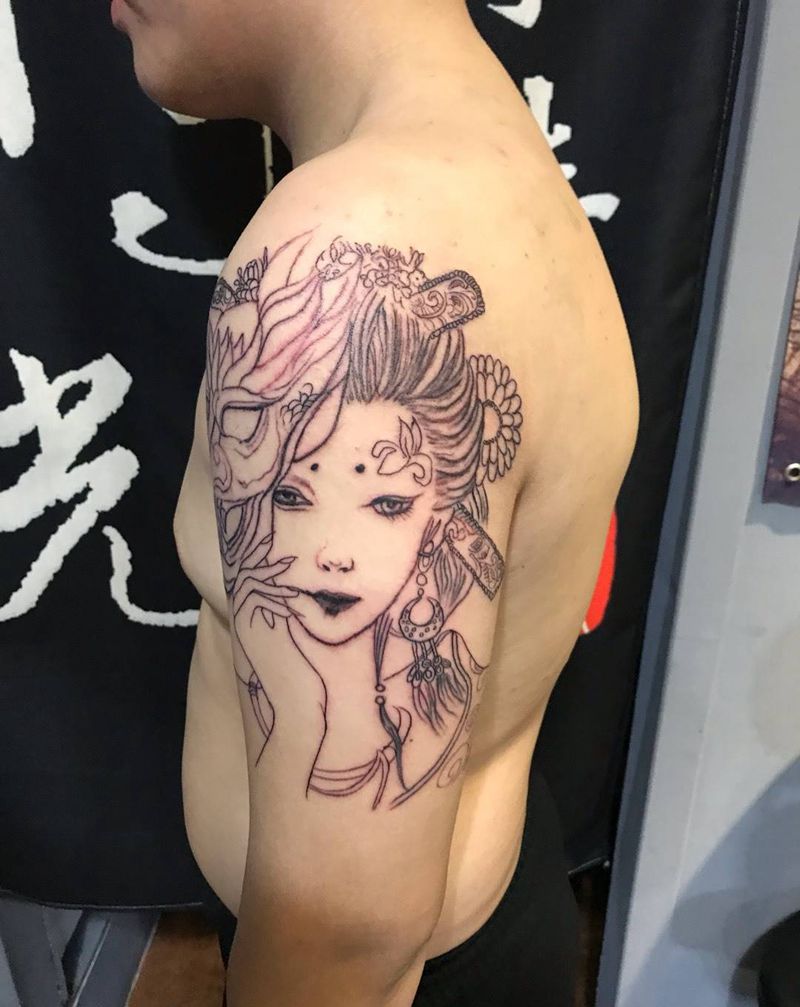 未完艺妓纹身图片
