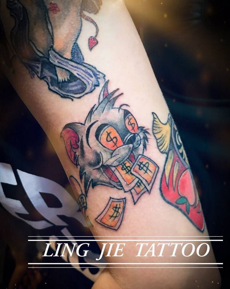 发财猫纹身图片