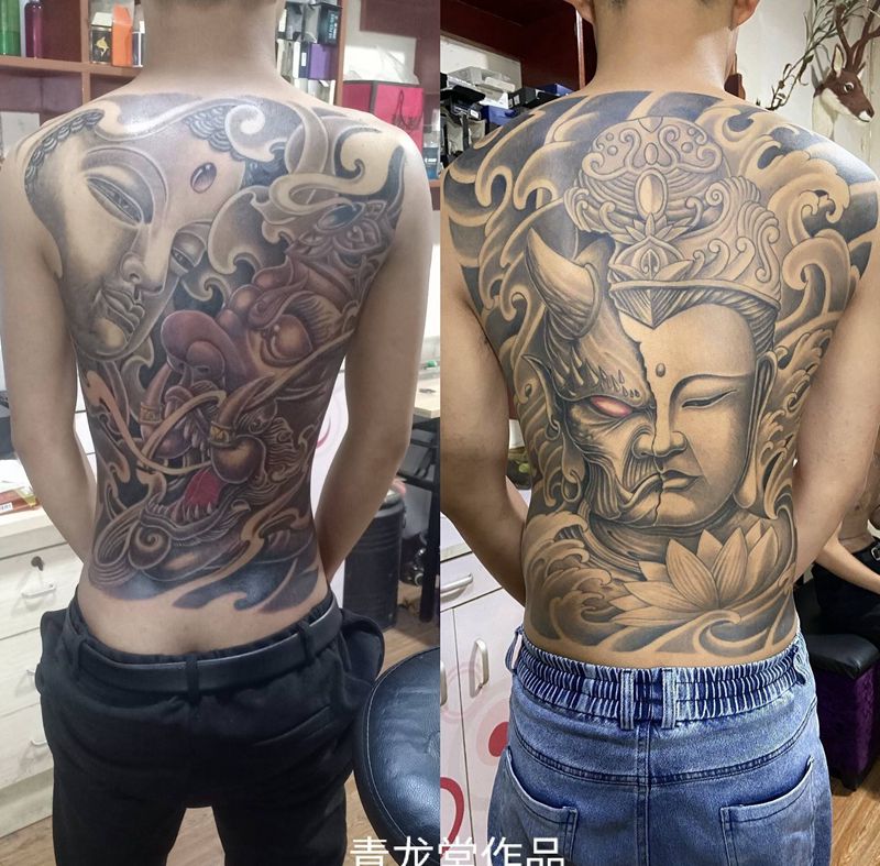 佛魔纹身图片_腰部背部新传统老传统纹身图案