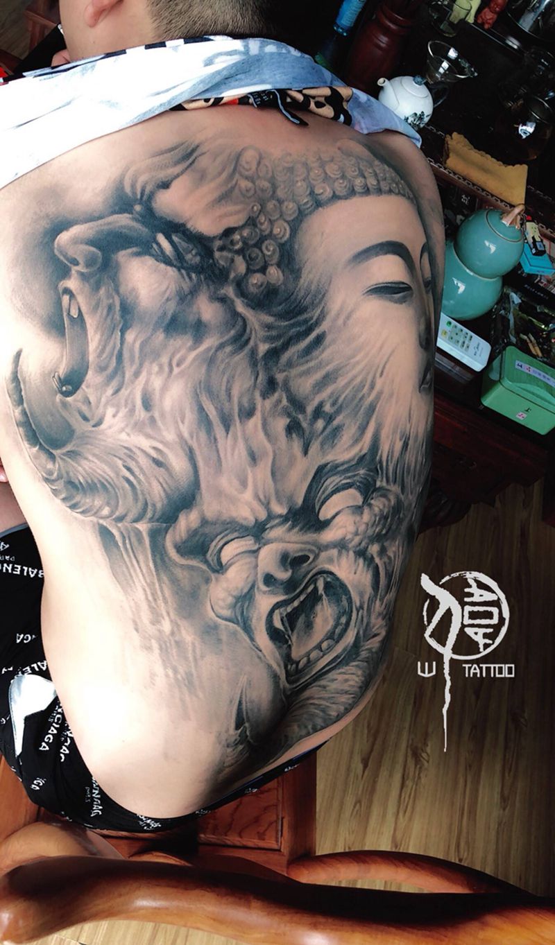 佛魔纹身图片