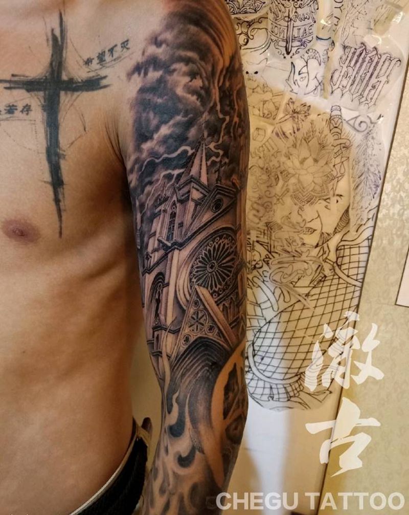 撒旦纹身图片_手臂欧美写实纹身图案