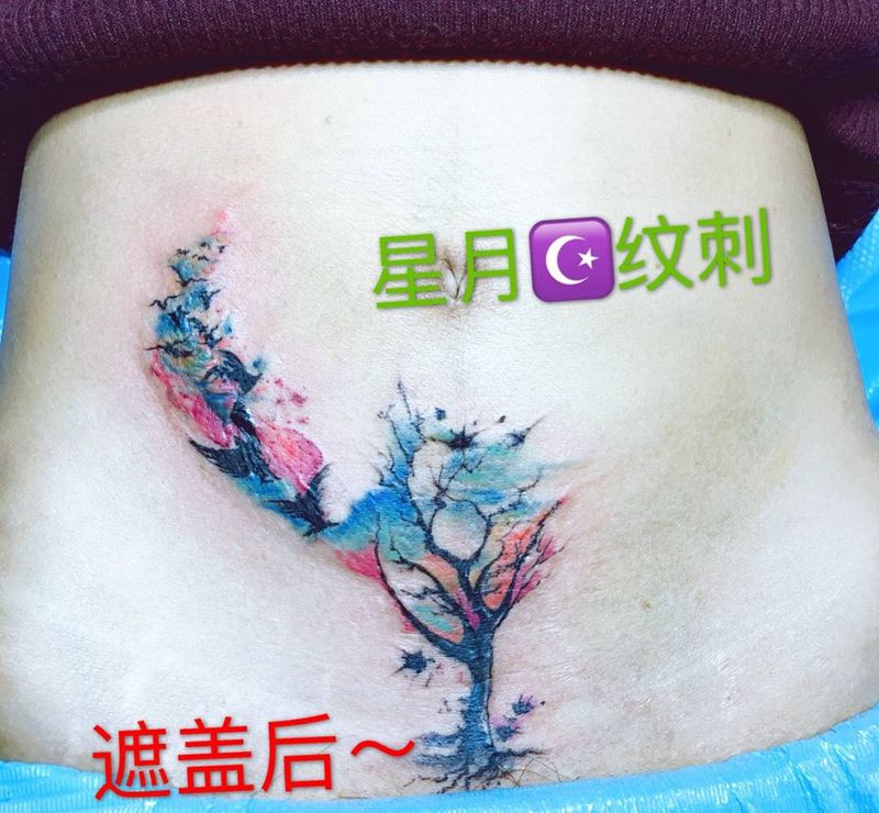 疤痕遮盖纹身图片