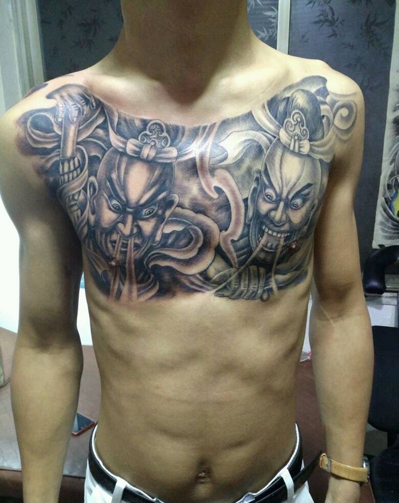 哼哈二将，，纹身图片