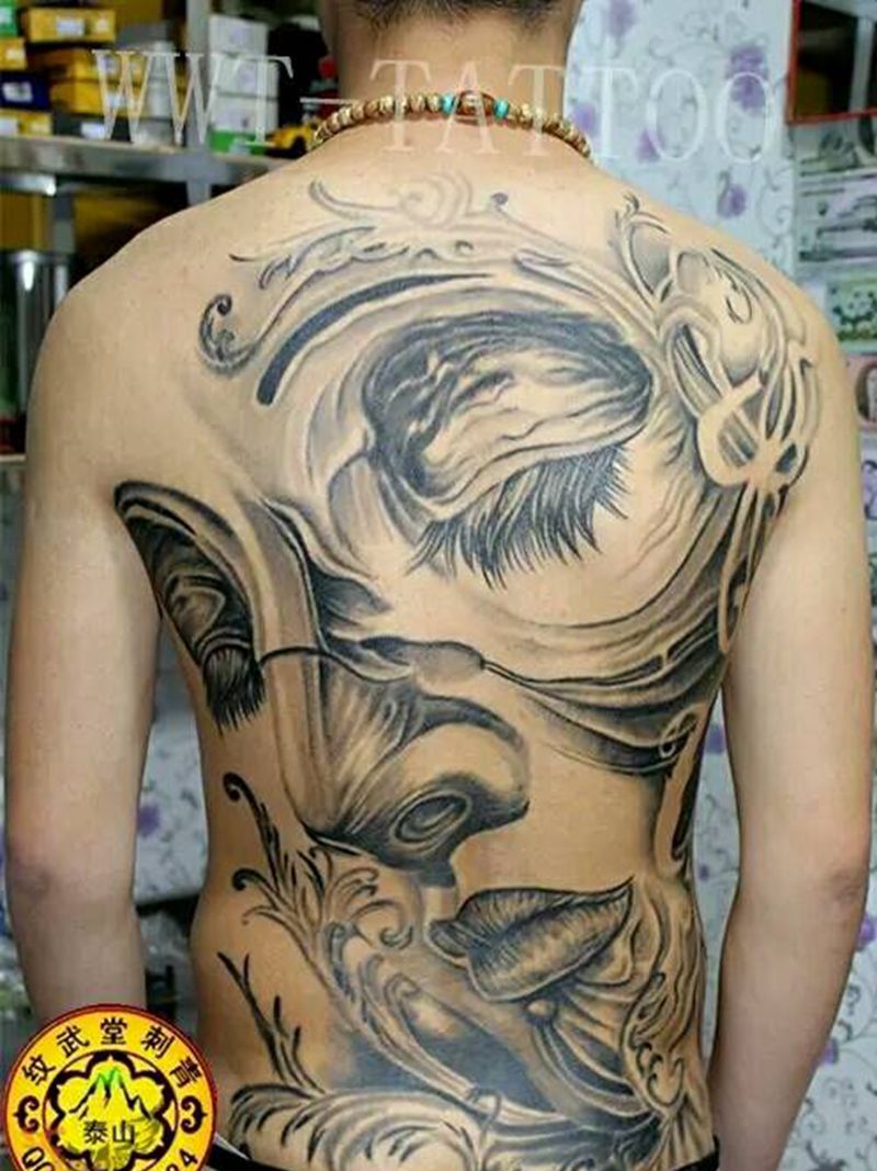 花臂  满背 半甲纹身图片