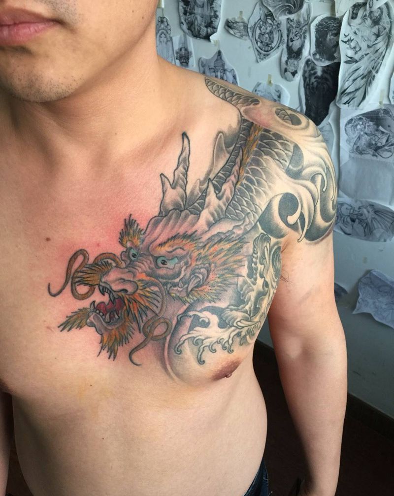 过肩龙纹身图片