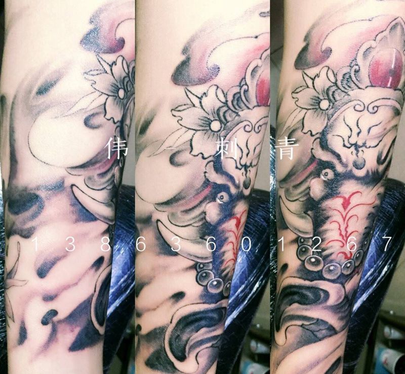 象神（包小臂）纹身图片