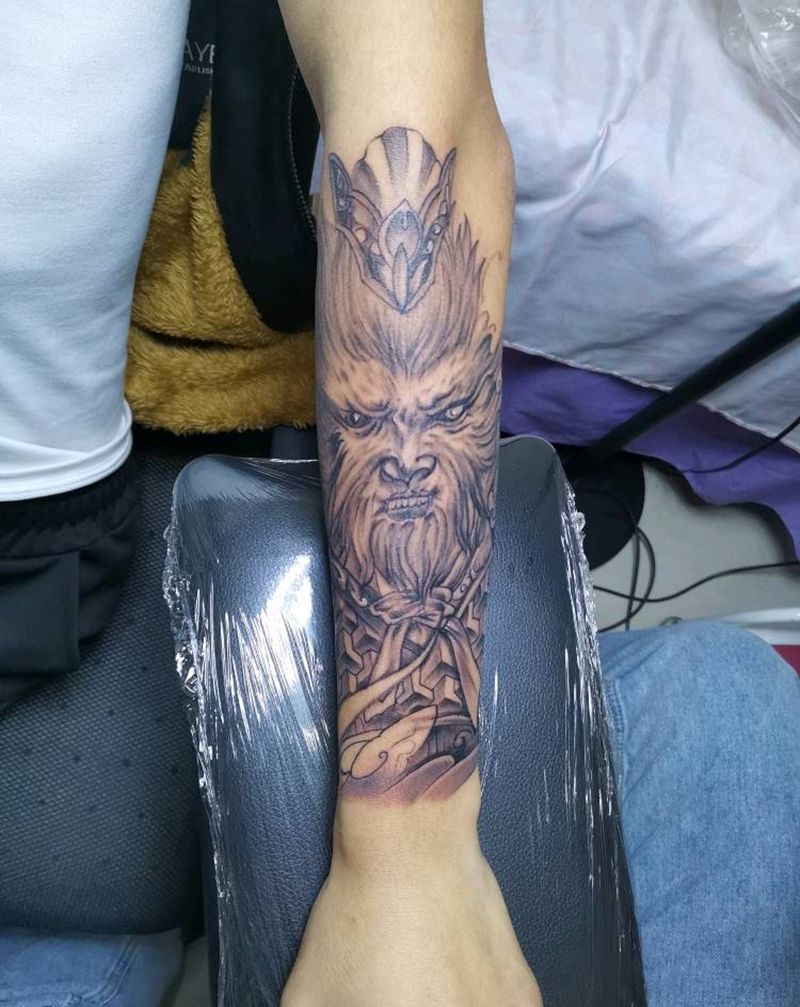 斗战胜佛纹身图片_手臂新传统纹身图案