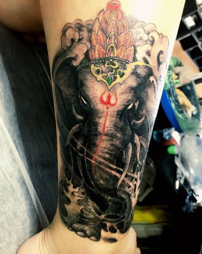 遮盖，小腿外侧纹身图片