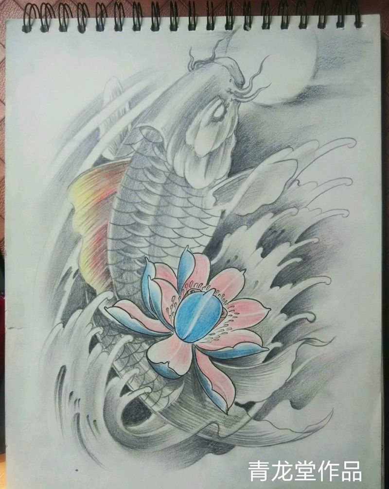 手稿鱼纹身图片