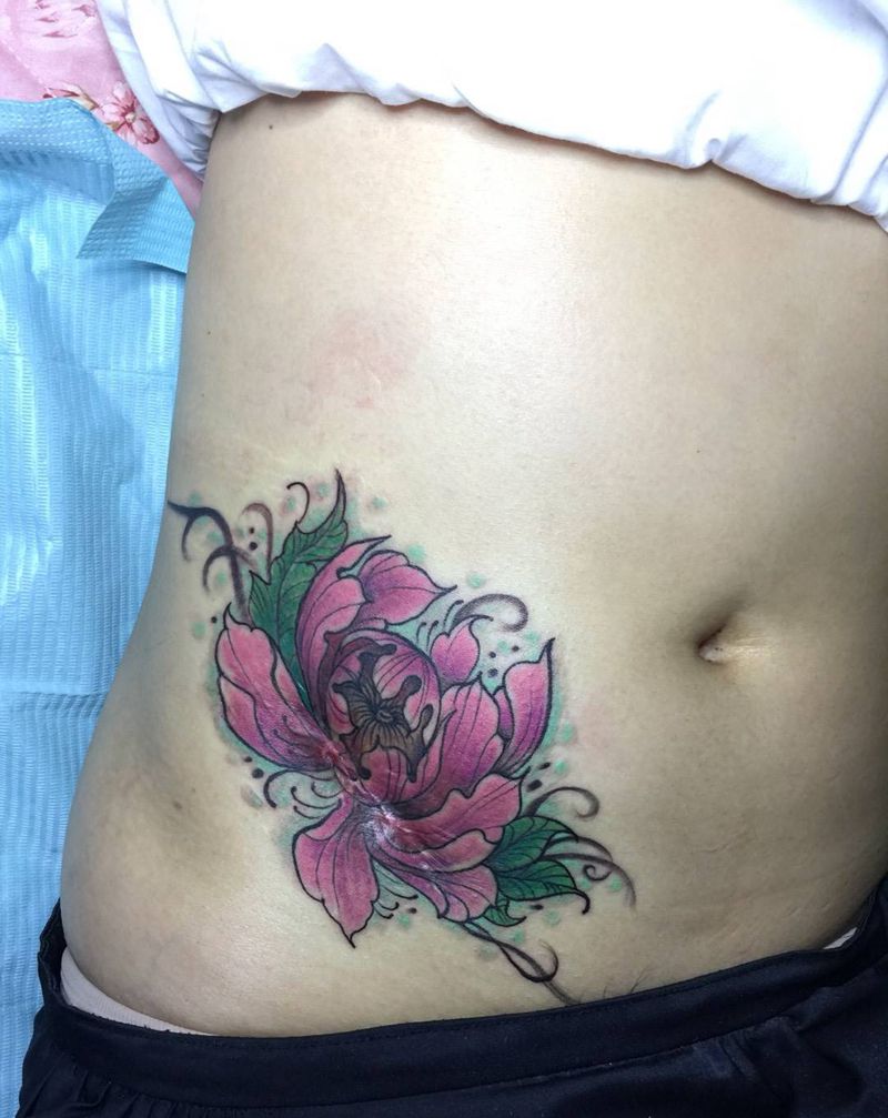 疤痕遮盖纹身图片