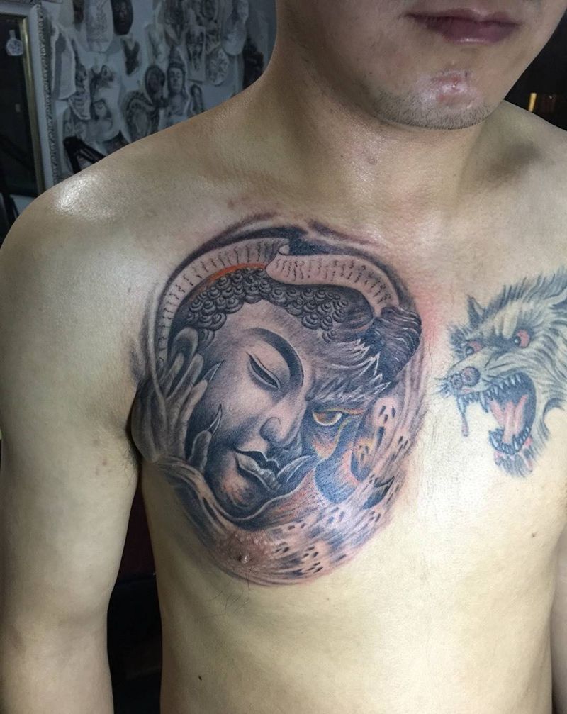 佛与魔一念间纹身图片