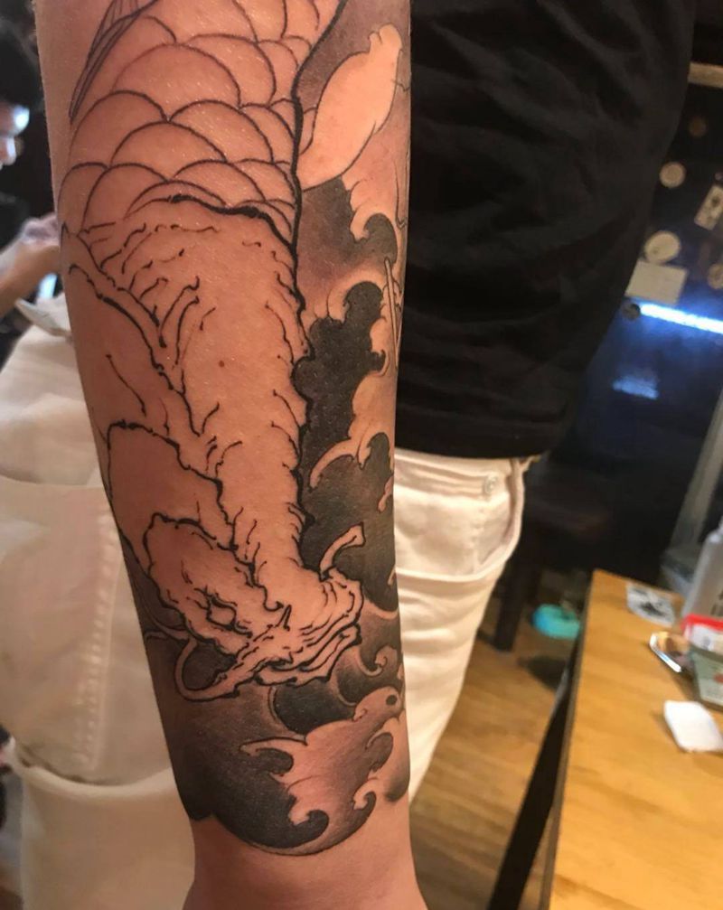 原创作品双鱼花臂纹身图片