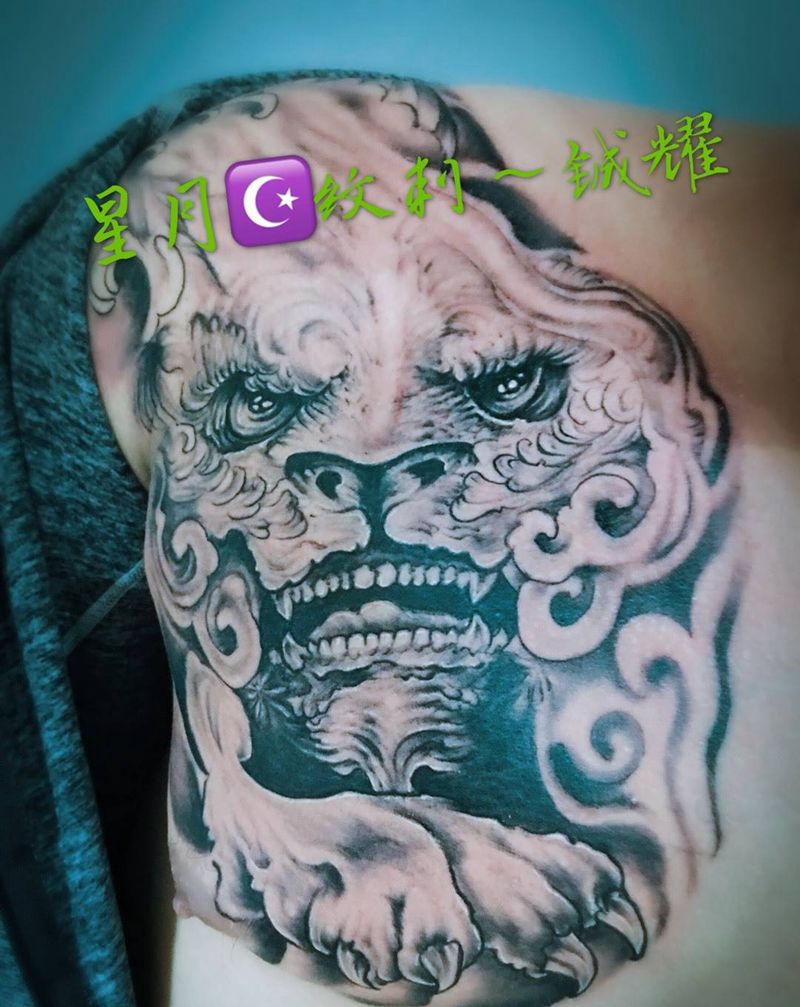 唐狮纹身图片