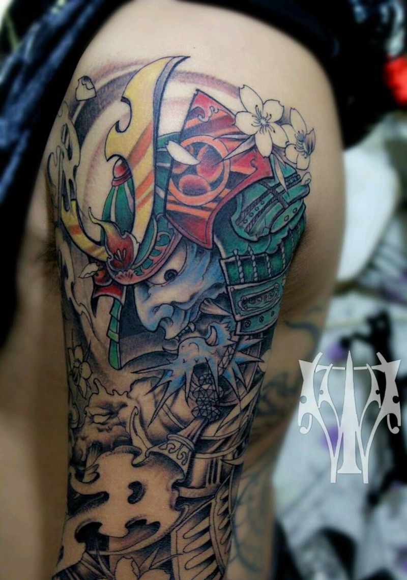彩色武士 未完成纹身图片