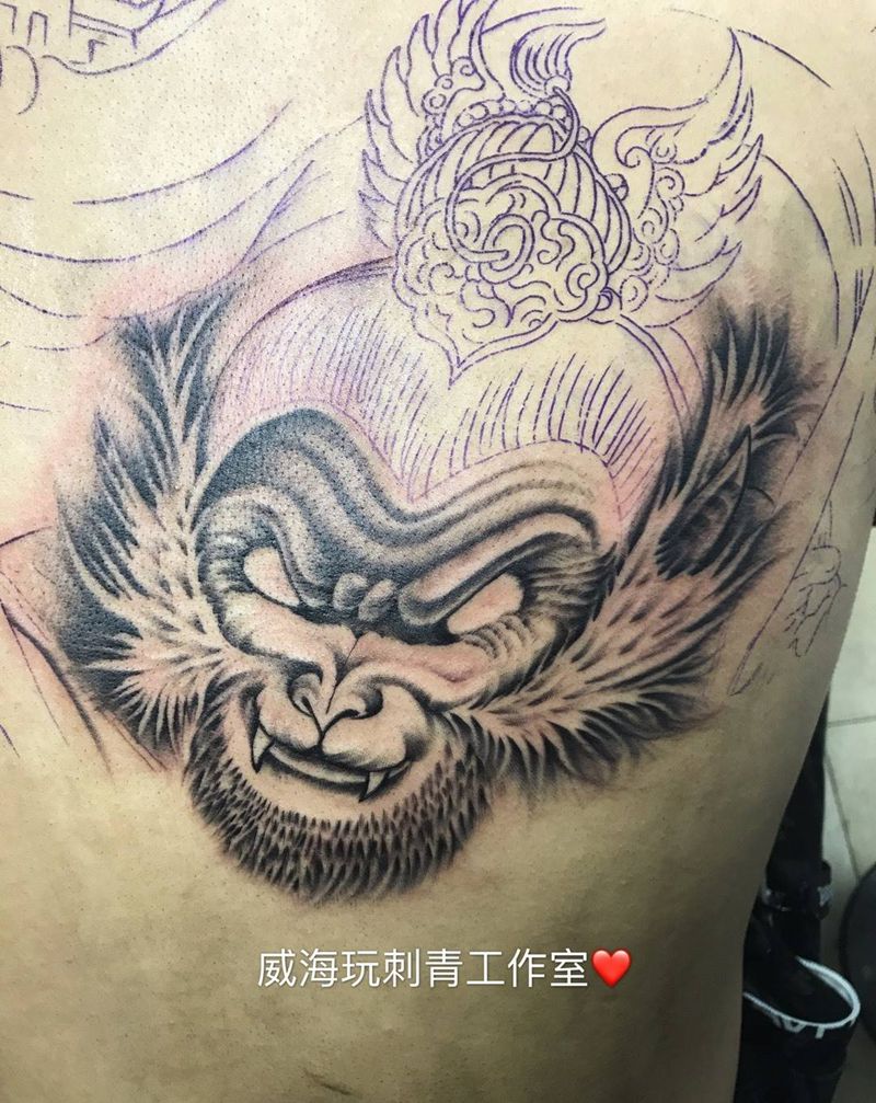 逍遥自在孙悟空未完成纹身图片