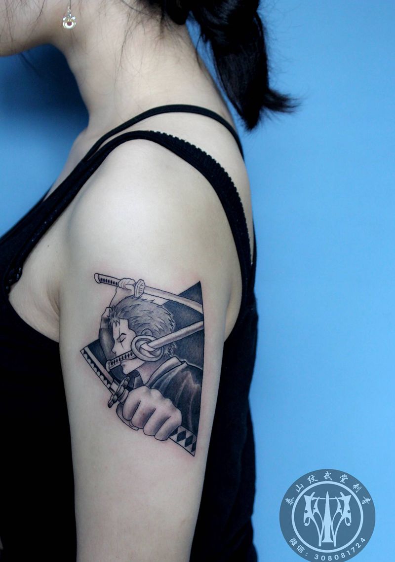 海贼王 索隆纹身图片_手臂纹身图案