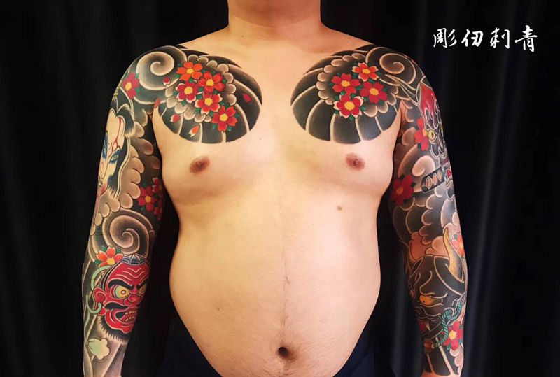 日式半甲纹身图片_老传统纹身图案