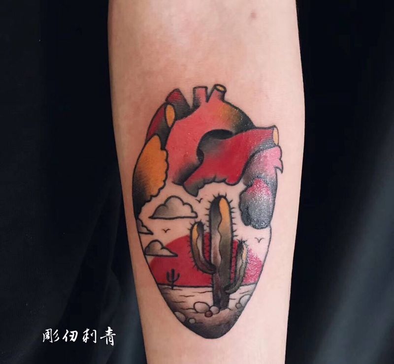 心脏纹身图片_Old School纹身图案