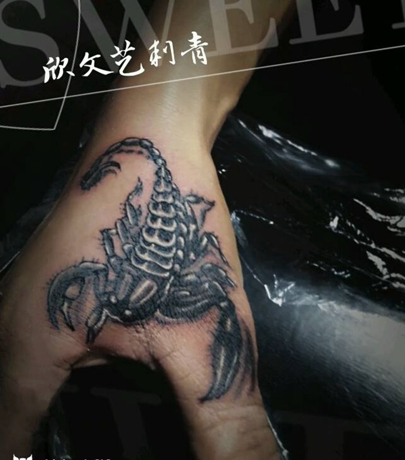 手部蝎子《旺哥作品》纹身图片