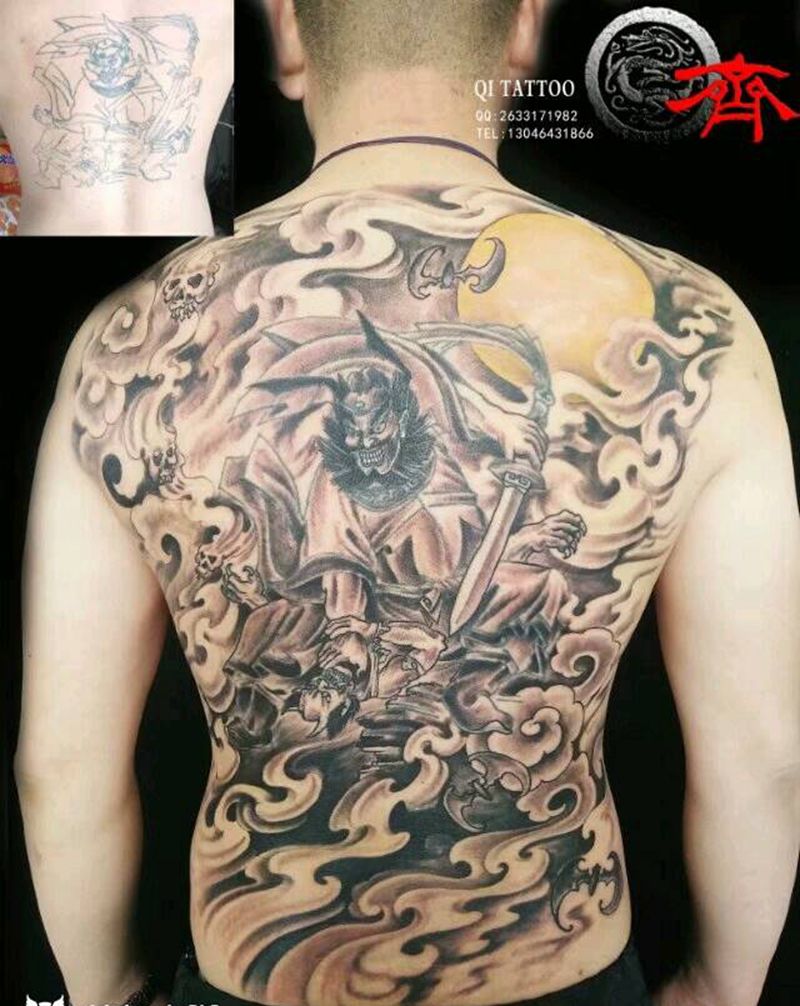 老图修改添加,改满背。纹身图片