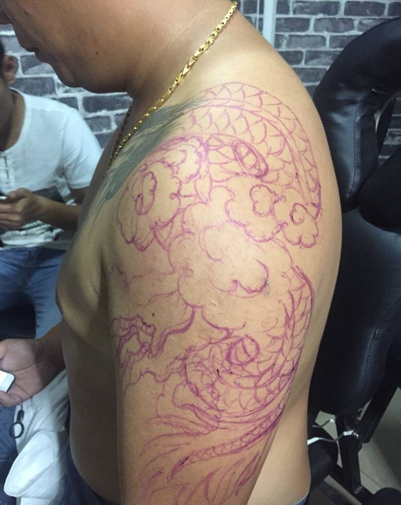 接龙身、纹身图片