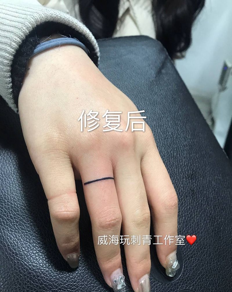 一条线纹身图片