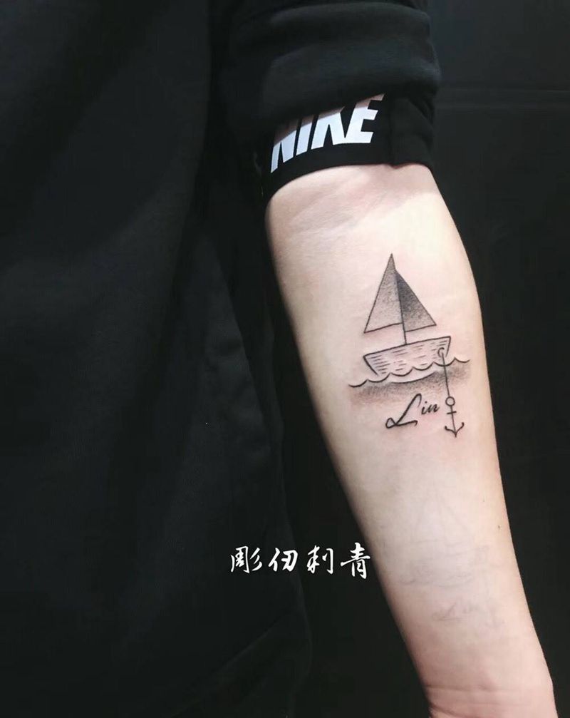 帆船纹身图片