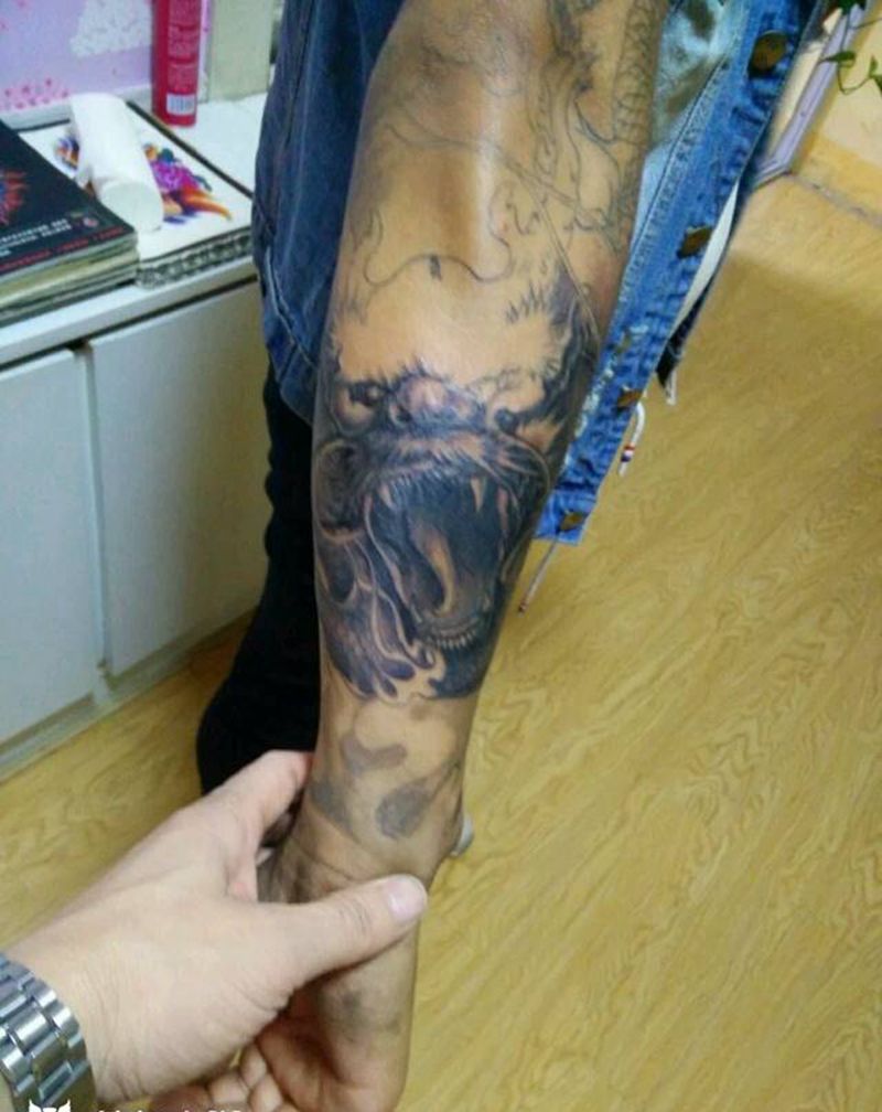 龙斩，花臂，未完成！纹身图片
