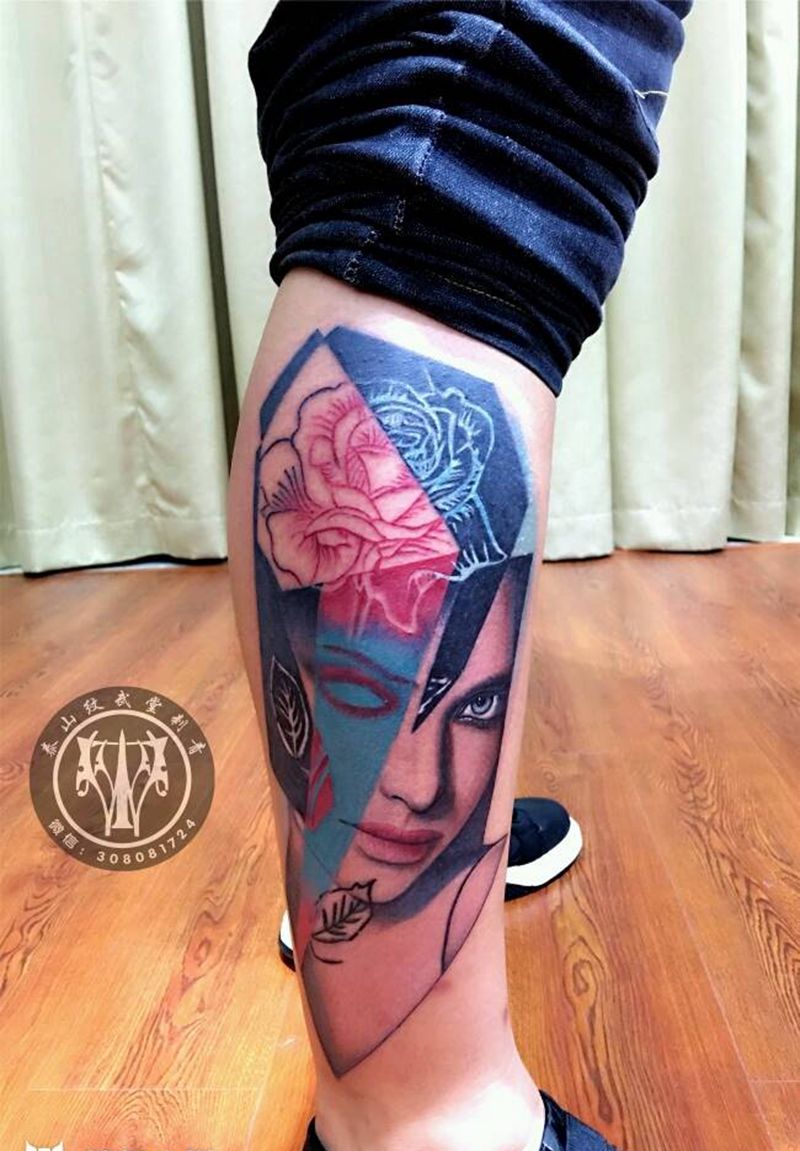 玫瑰女纹身图片