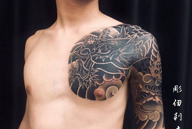 半甲（遮盖）纹身图片