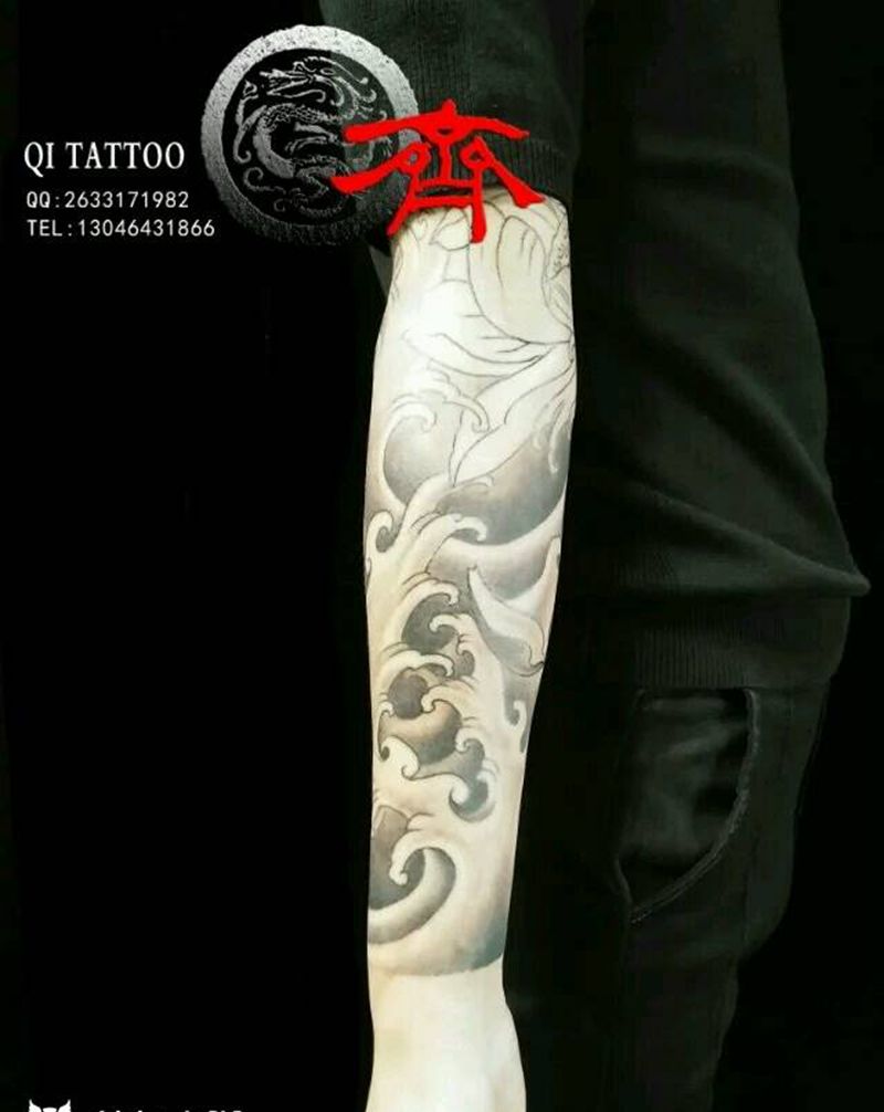 水浪包小臂纹身图片