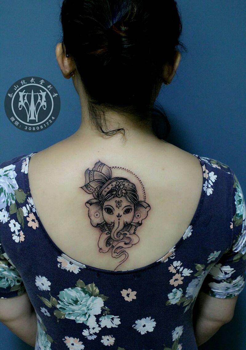 可爱象神纹身图片