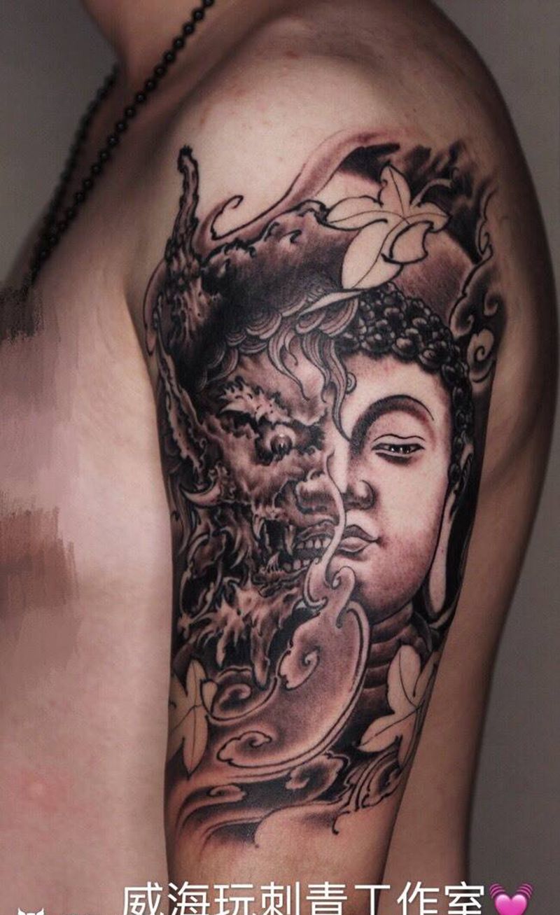 佛与魔纹身图片