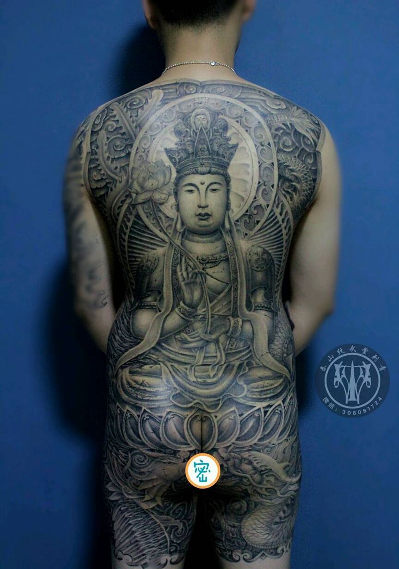 石雕 观音纹身图片