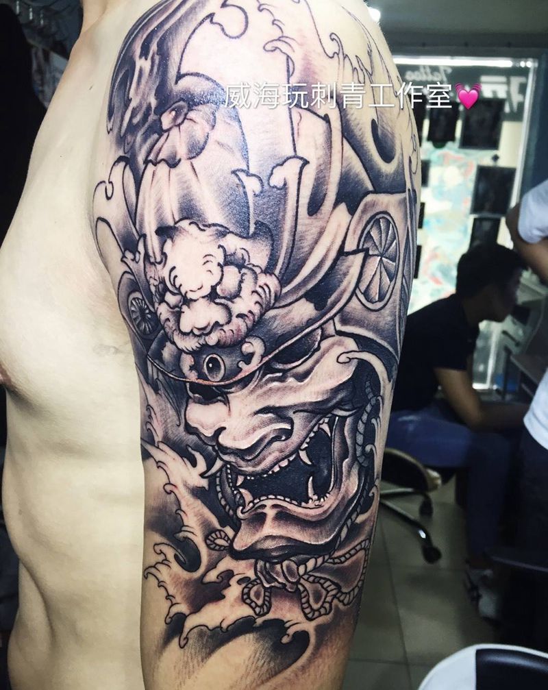 鬼武士纹身图片