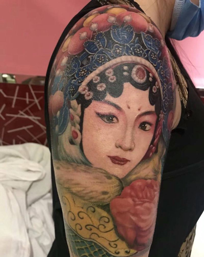 国粹京剧花旦纹身图片