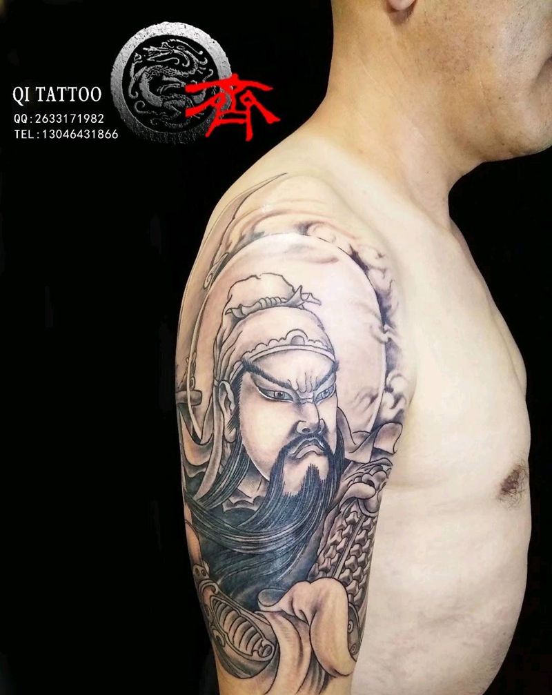 大臂关公纹身图片