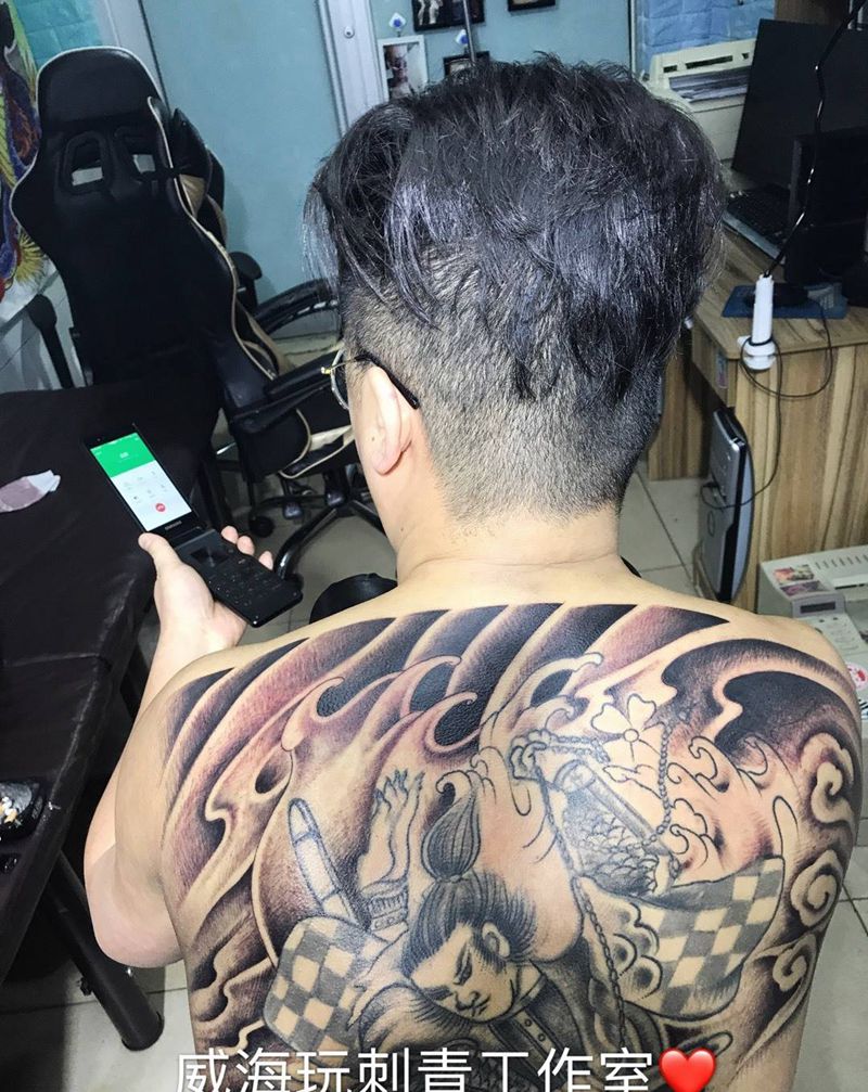 老图修复加日式板雾纹身图片