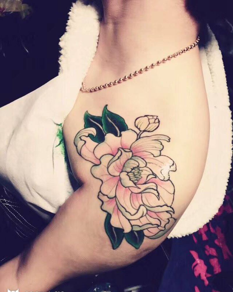 肩花纹身图片