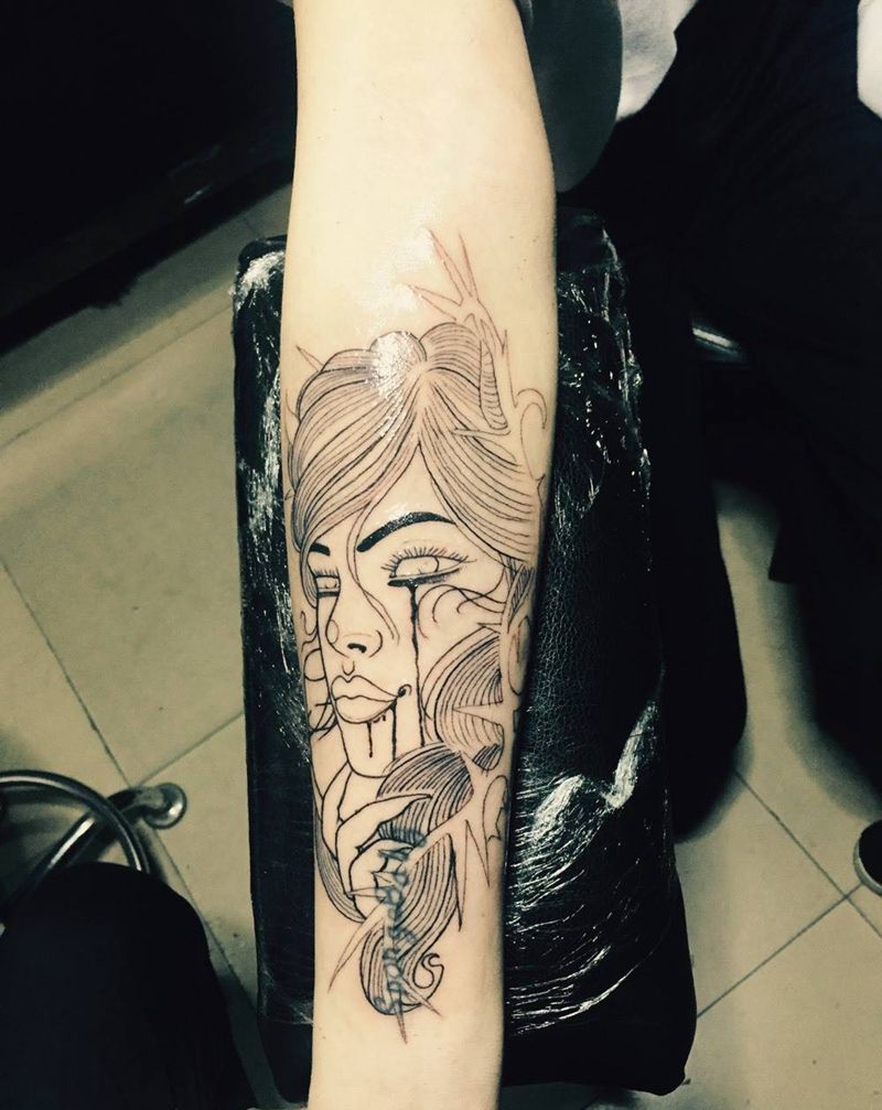 待上色纹身图片