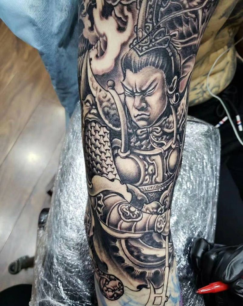 花臂半甲纹身图片