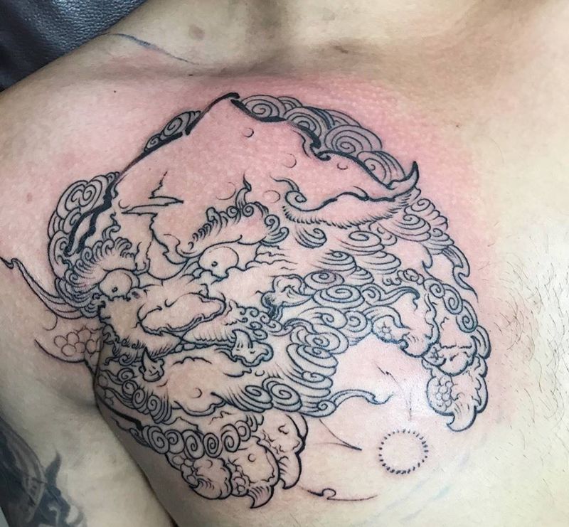 狮子头纹身图片